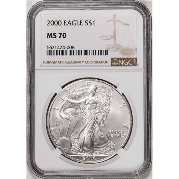 2000 $1 American Silver Eagle Coin NGC MS70