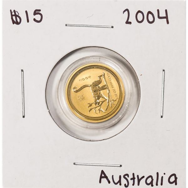 2004 Australia $15 Year Of The Monkey 1/10 oz Gold Coin
