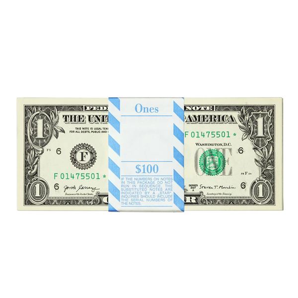 Pack of (100) Consecutive 2017A $1 Federal Reserve Star Notes Atlanta