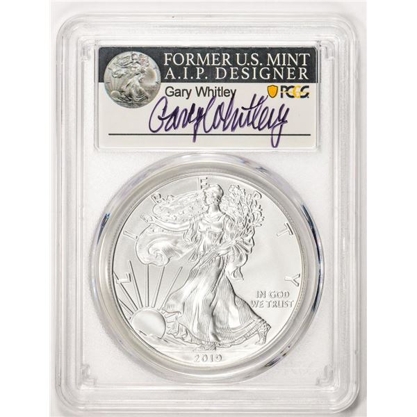 2019-W $1 Burnished American Silver Eagle Coin PCGS SP70 Gary Whitley Signature