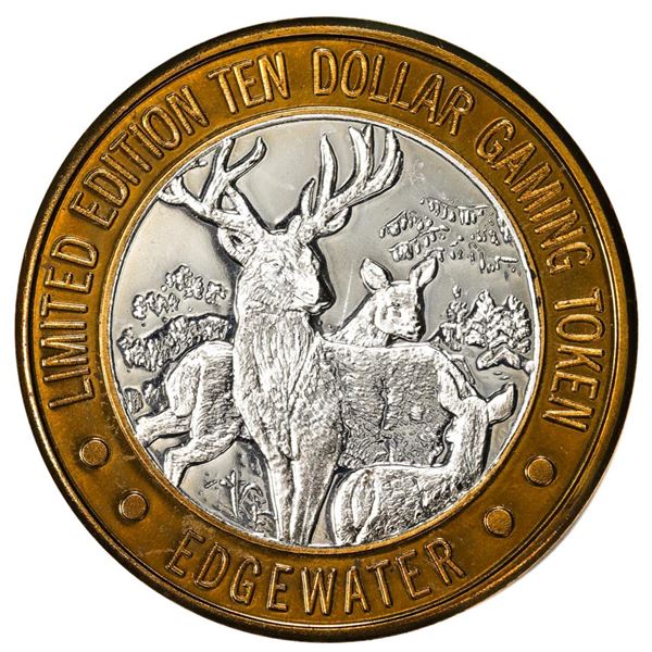 .999 Fine Silver Edgewater Laughlin, Nevada $10 Limited Edition Gaming Token