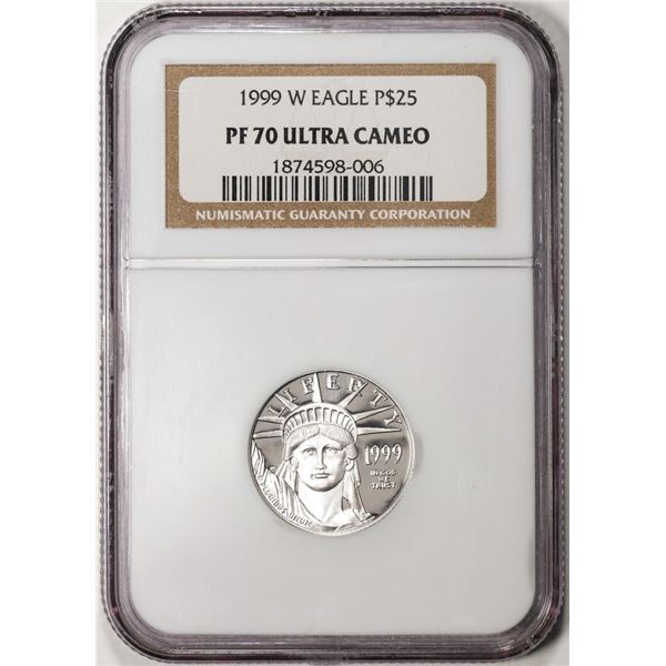 1999-W $25 Proof American Platinum Eagle Coin NGC PF70 Ultra Cameo