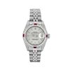 Image 2 : Rolex Ladies Stainless Steel Ruby and Diamond Date Wristwatch With Rolex Box