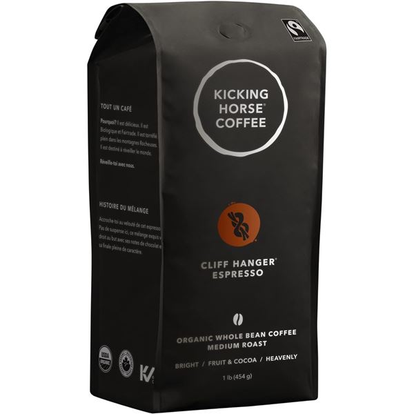 2 NEW BAGS OF KICKING HORSE CLIFFHANGER WHOLE BEAN
