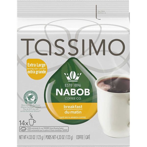 NEW BAG OF TASSIMO NABOB BREAKFAST BLEND T-DISC