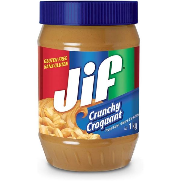 NEW 1KG JAR OF JIF CRUNCHY PEANUT BUTTER