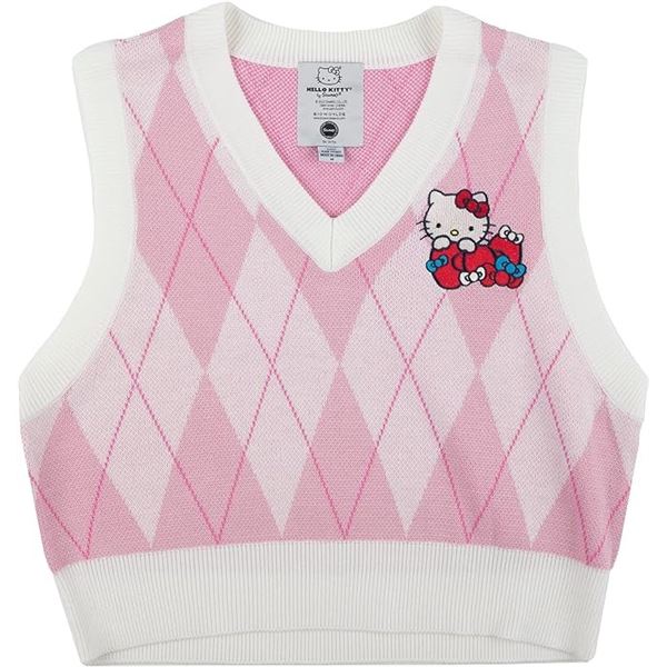 NEW BIOWORLD HELLO KITTY WOMENS XL PINK ARGYLE