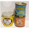 Image 1 : THREE VINTAGE TINS INCL SQUIRREL PB & PURE HONEY