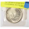 Image 1 : 1967 QUEEN ELIZABETH II CENTENNIAL SILVER DOLLAR