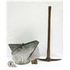 Image 1 : VINTAGE COAL MINER'S PAIL, PICKAXE AND HEADLAMP