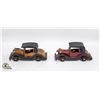 2 VINTAGE WOODEN SMALL CLASSIC CARS NO BOXES