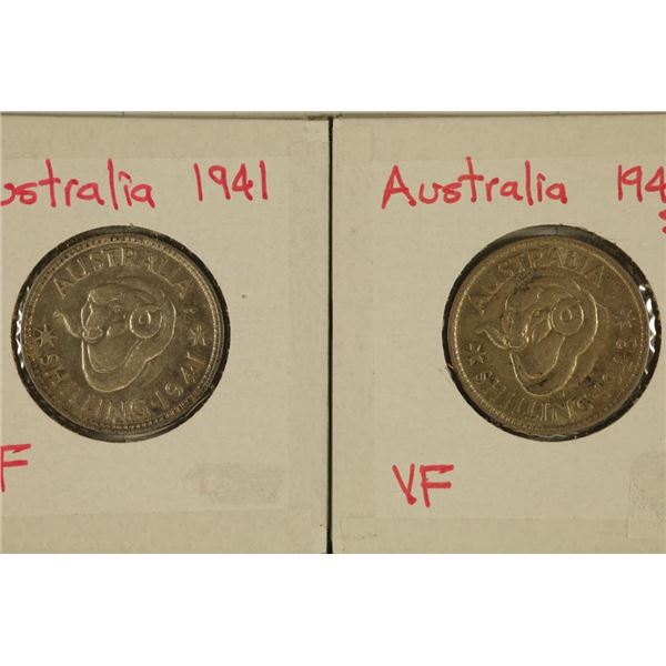 1941 & 1943-S SILVER AUSTRALIA 1 SHILLING .3338