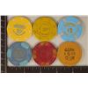 Image 2 : 6-PLASTIC CASINO GAMING TOKENS: 2-FIFTY CENT, 2-$1