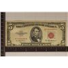 Image 1 : 1953-A US $5 RED SEAL BILL