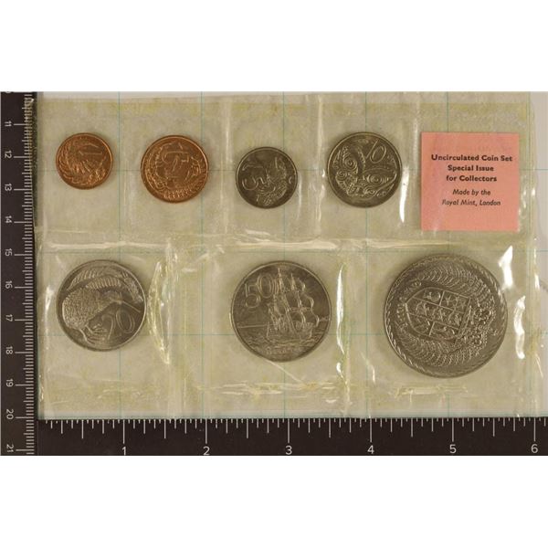 1971 NEW ZEALAND 7 COIN UNC SOUVENIR SET