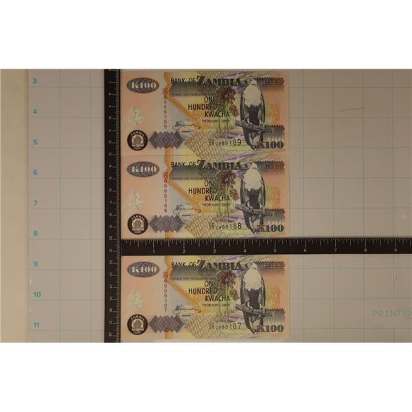 3-2006 ZAMBIA 100 KWACHA CU COLORIZED BILLS