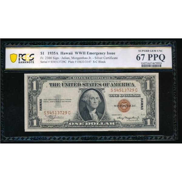 1935A $1 Hawaii Silver Certificate PCGS 67PPQ