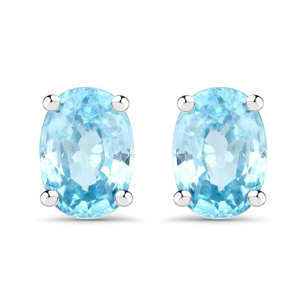 Plated Rhodium 2.40ctw Blue Zircon Earrings