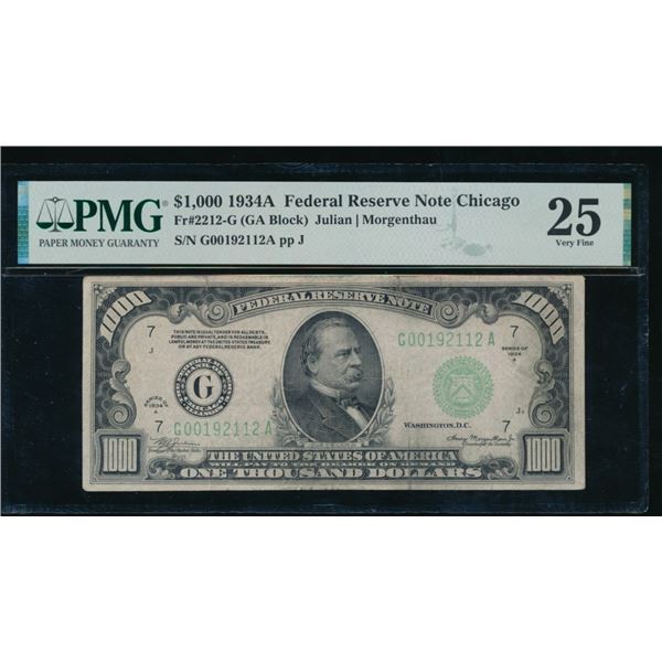1934A $1000 Chicago FRN PMG 25