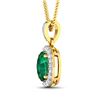 Image 2 : 14KT Yellow Gold 1.00ct Zambian Emerald and Diamond Pendant with Chain