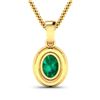 Image 3 : 14KT Yellow Gold 1.00ct Zambian Emerald and Diamond Pendant with Chain