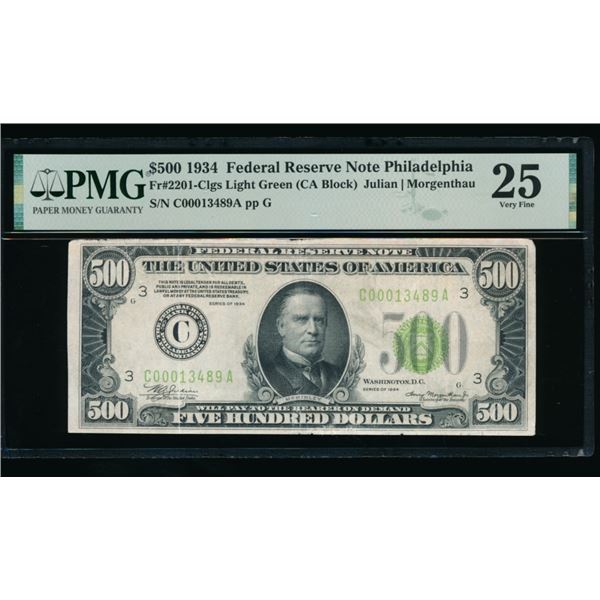 1934 $500 Philadelphia FRN PMG 25