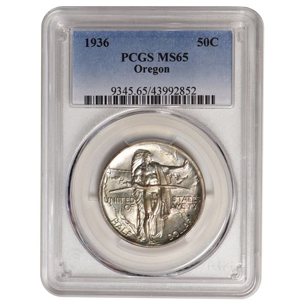 1936 Oregon Trail Commemorative Half Dollar PCGS MS65