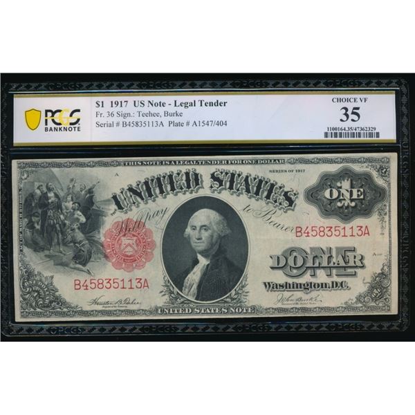 1917 $1 Legal Tender Note PCGS 35