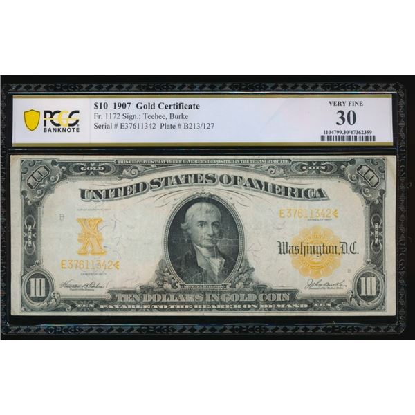 1907 $10 Gold Certificate PCGS 30