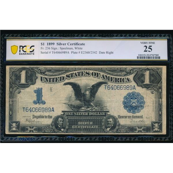 1899 $1 Black Eagle Silver Certificate PCGS 25