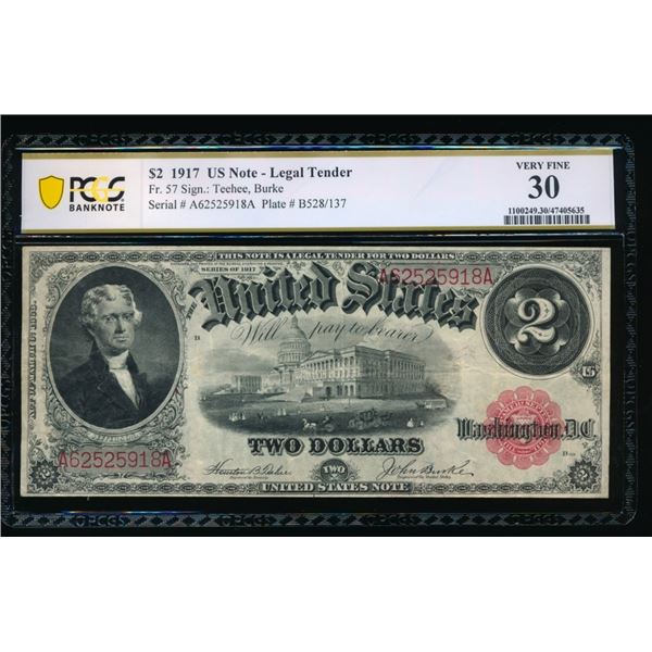 1917 $2 Legal Tender Note PCGS 30