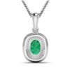 Image 2 : 14KT White Gold 1.00ct Emerald and Diamond Pendant with Chain