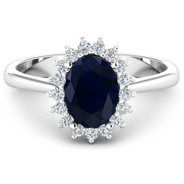 14KT White Gold 2.10ct Blue Sapphire and Diamond Ring