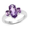 Image 1 : Plated Rhodium 2.42ctw Amethyst Ring