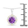 Image 3 : Plated Rhodium 1.80ct Amethyst and Diamond Pendant with Chain