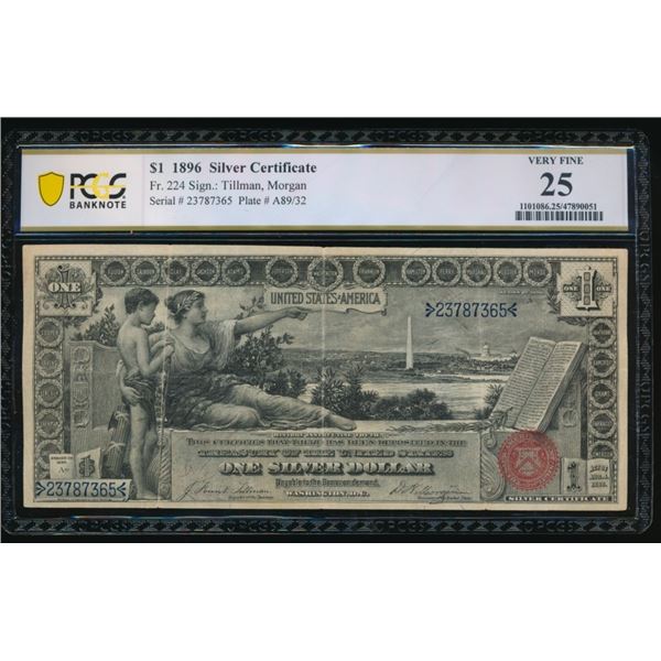 1896 $1 Educational Silver Certificate PCGS 25