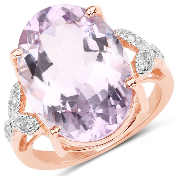 Plated 18KT Rose Gold 10.41ct Pink Amethyst and White Topaz Ring