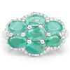 Image 3 : Plated Rhodium 3.08ctw Emerald and White Zircon Ring