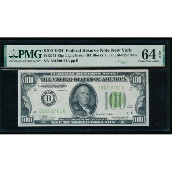 1934 $100 New York FRN PMG 64EPQ