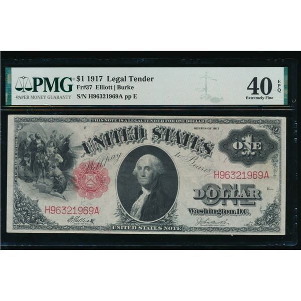 1917 $1 Legal Tender Note PMG 40EPQ