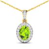 Image 1 : 14KT Yellow Gold 1.05ct Peridot and Diamond Pendant with Chain