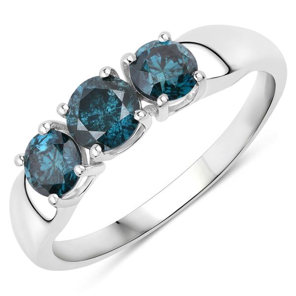 14KT White Gold 1.03ctw Blue Diamond Ring