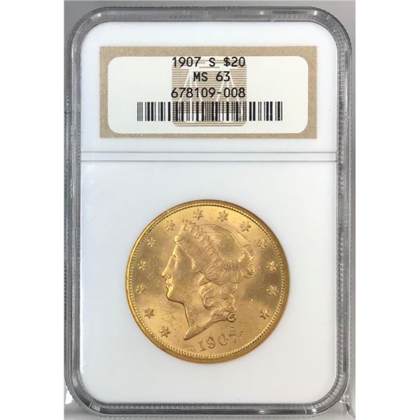 1907-S $20 Liberty Head Double Eagle NGC MS63