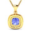 Image 3 : 14KT Yellow Gold 2.10ct Tanzanite and Diamond Pendant with Chain