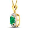 Image 2 : 14KT Yellow Gold 2.00ct Zambian Emerald and Diamond Pendant with Chain