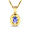 Image 3 : 14KT Yellow Gold 1.09ct Tanzanite and Diamond Pendant with Chain