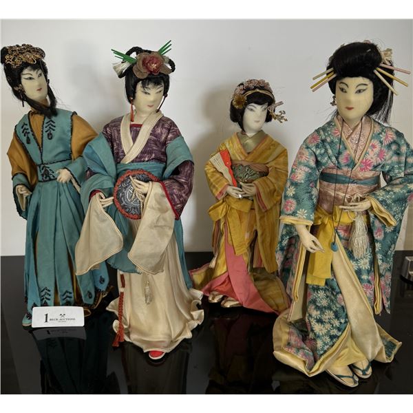 4 Collectible 1960's Japanese Geisha Dolls