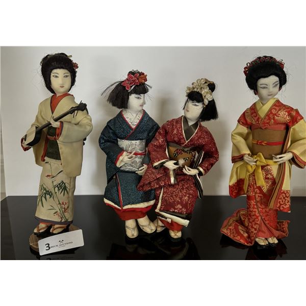 4 Collectible 1960's Japanese Geisha Dolls