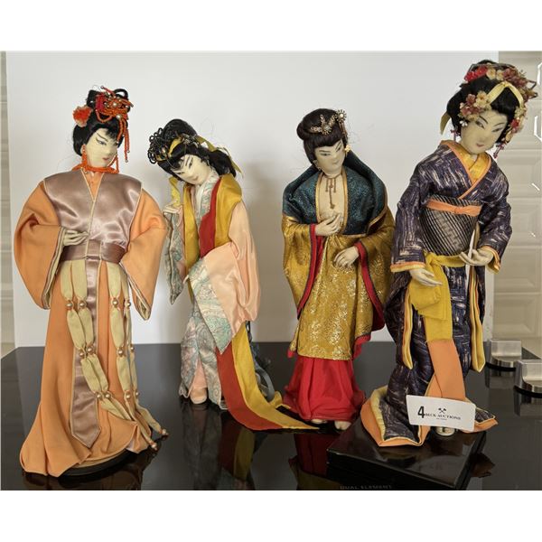 4 Collectible 1960's Japanese Geisha Dolls
