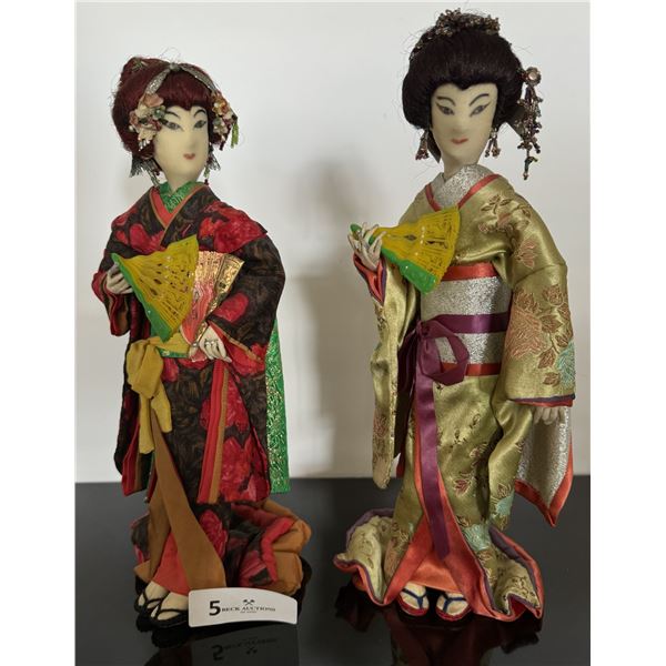 2 Collectible 1960's Japanese Geisha Dolls - Size range 12"-14" Artist V. Rovs Aram